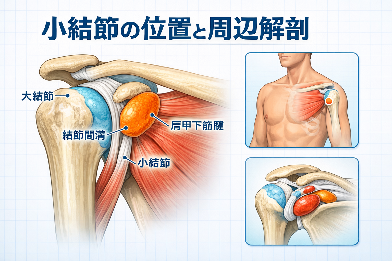 小結節の触診手順 3 ステップを示した図版