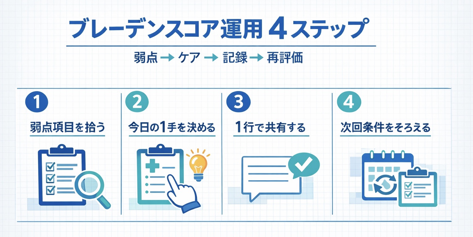 ブレーデンスコア運用 4 ステップの図版