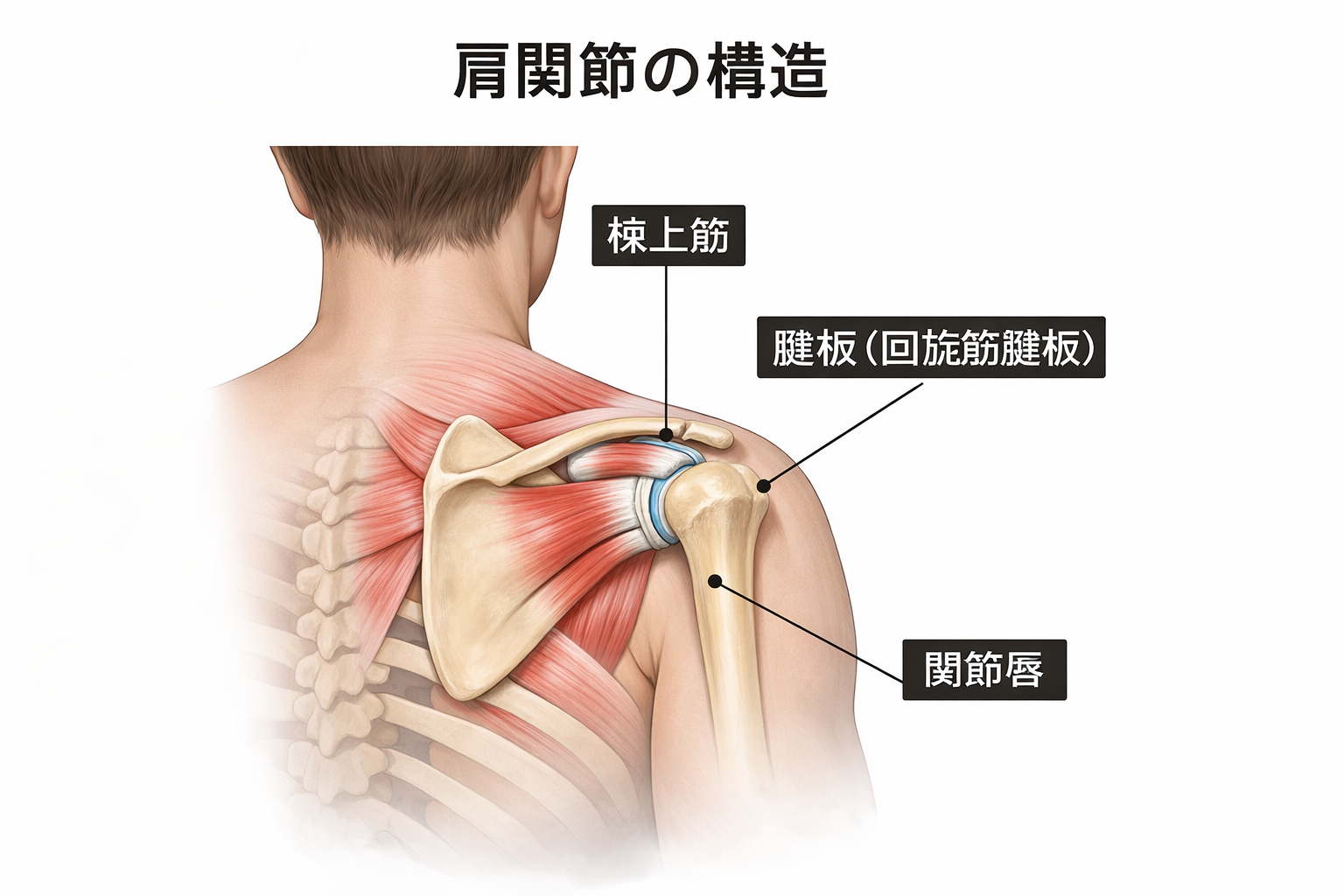 肩関節後面の構造理解に役立つ補助図