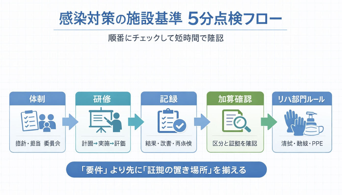 感染対策の施設基準 5分点検フローの図版