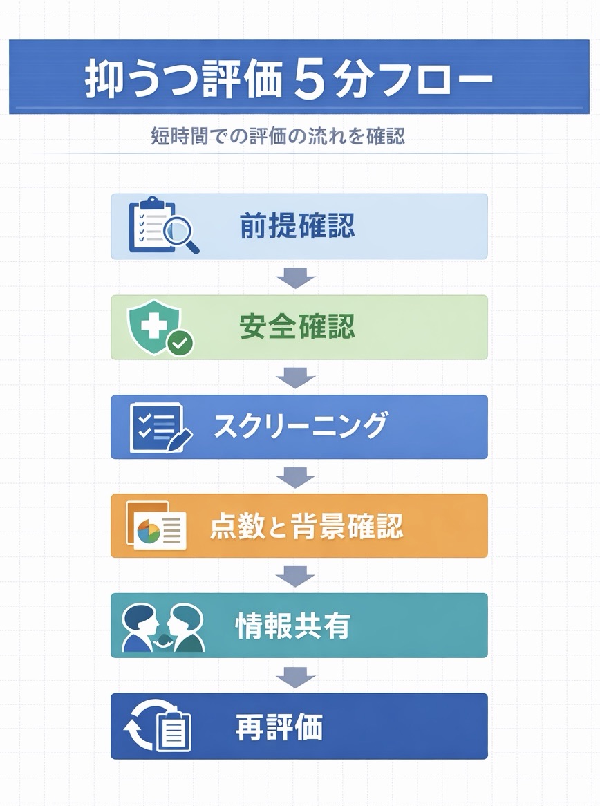 抑うつ評価 5 分フローの図版