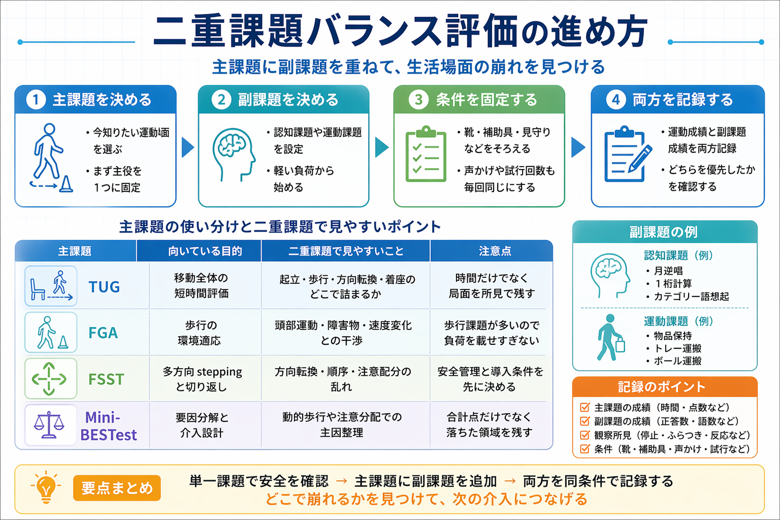 二重課題バランス評価の進め方を整理した図版