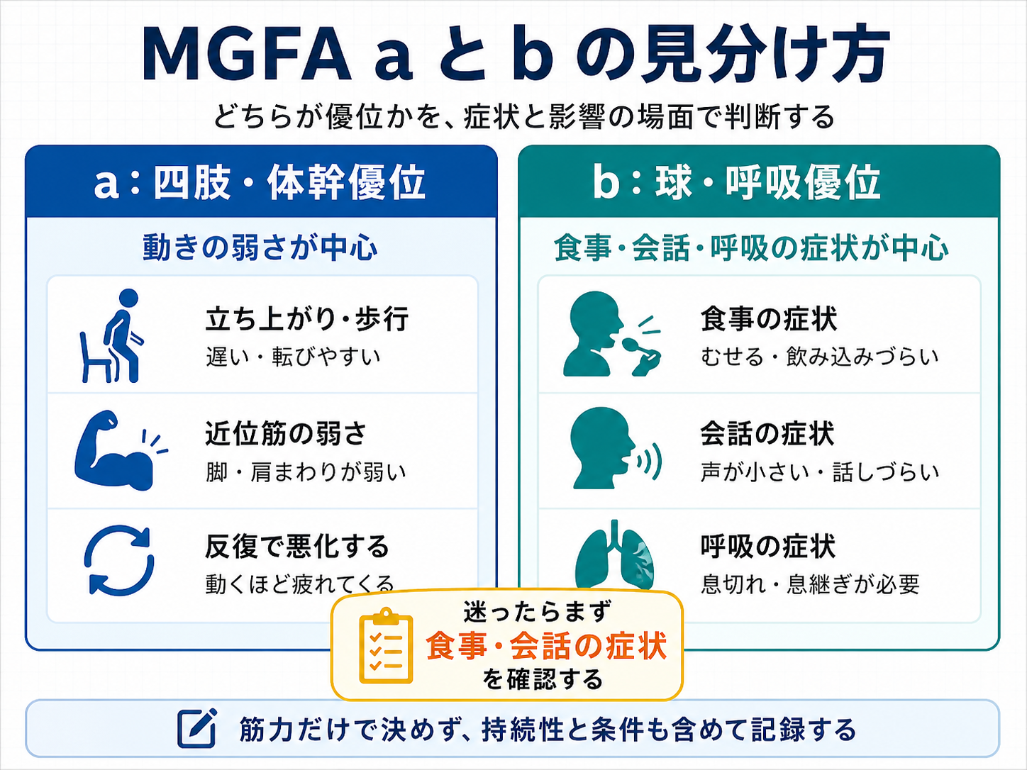 MGFA a と b の見分け方を整理した比較図版