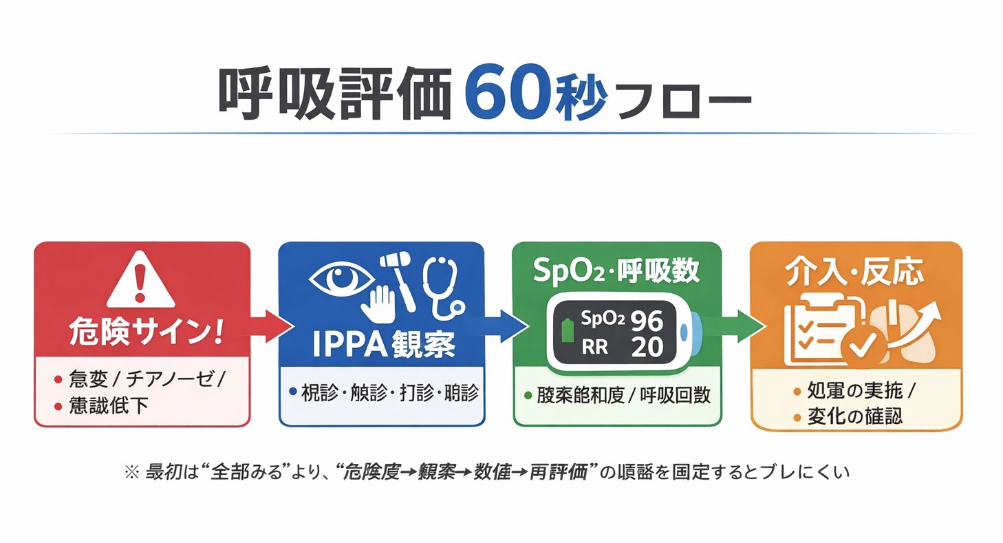 呼吸評価 60 秒フローの図版