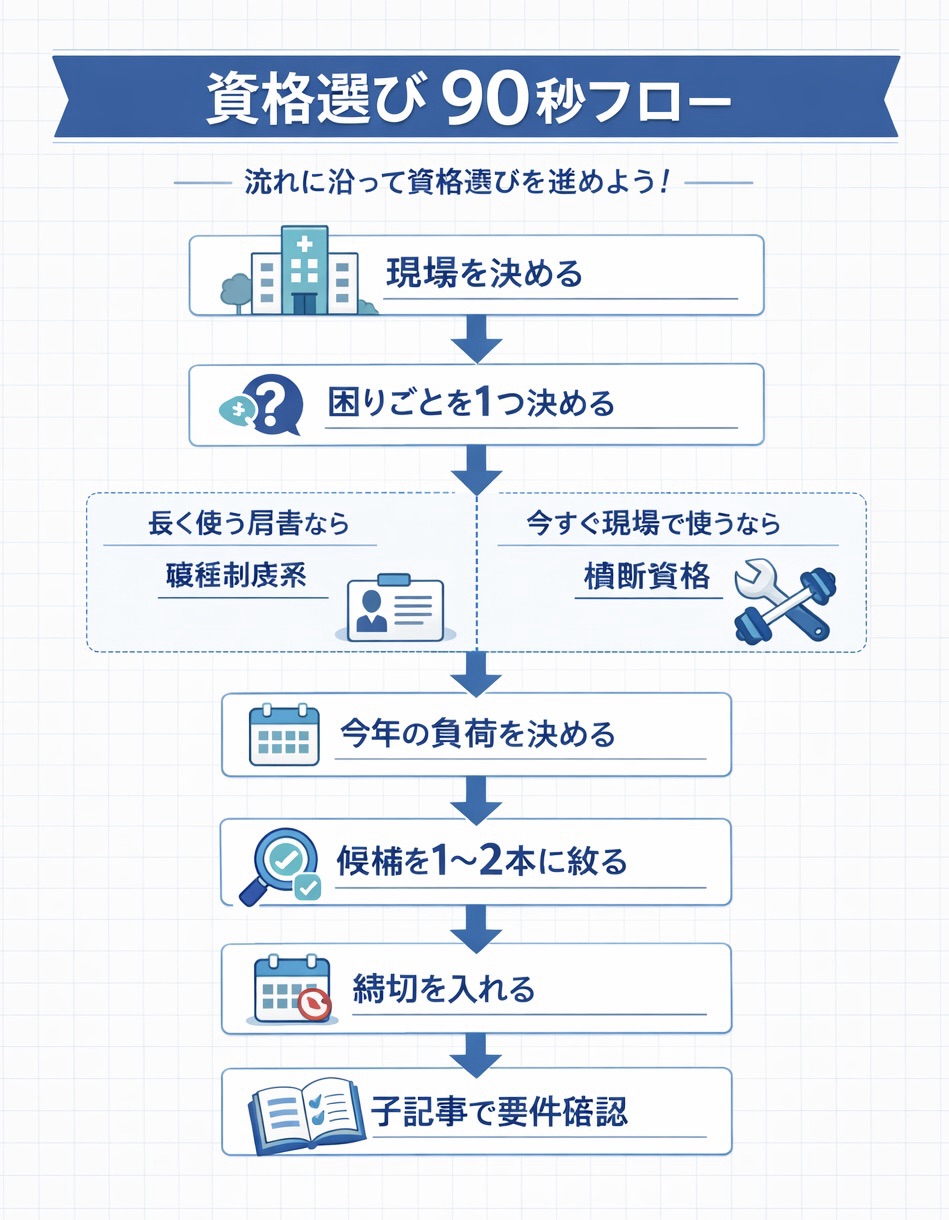 資格選び 90 秒フロー