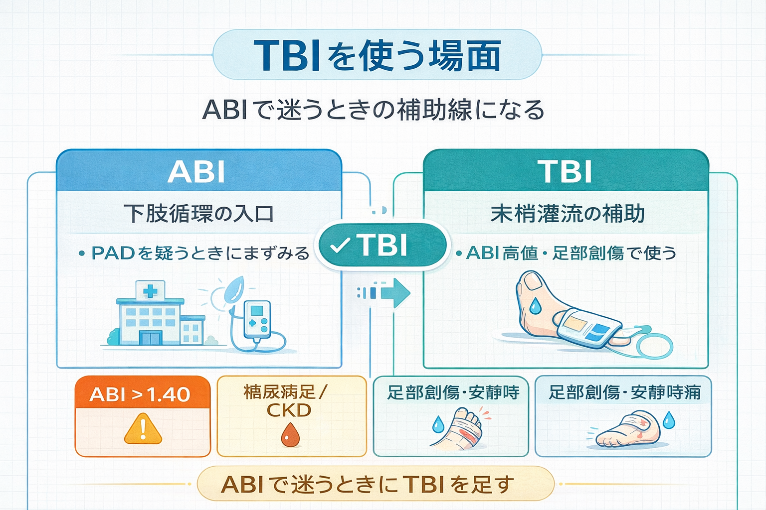 ABI と TBI の使い分けを整理した図版